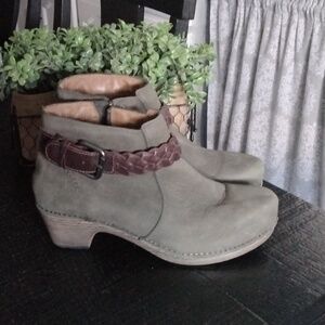 Dansko Olive and Brown Ankle Boots